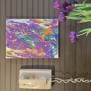 Electric Current – Original Abstract Acrylic Pour Painting 12x16 Colorful Fluid